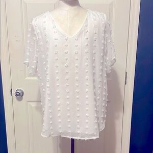 Zenana Outfitters White Relaxed Embellished Blouse